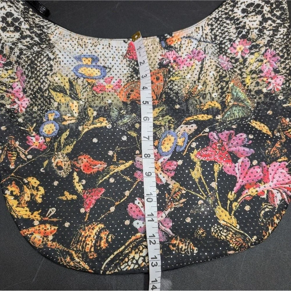 Expressions NYC Butterfly‎ Floral Studded Boho Crossbody Hobo Bag Tassel Detail